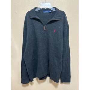 Polo Ralph Lauren Men's 1/4 Zip Pullover Sweater Charcoal Gray Size L‎